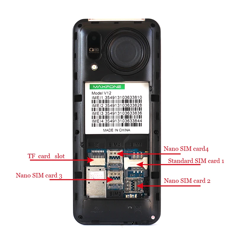 GSM 4 SIM Cards Four Standby Portable Radio MP3 MP4 Camera Big Torch Recorder China Cheap Telephones Russian Keyboard